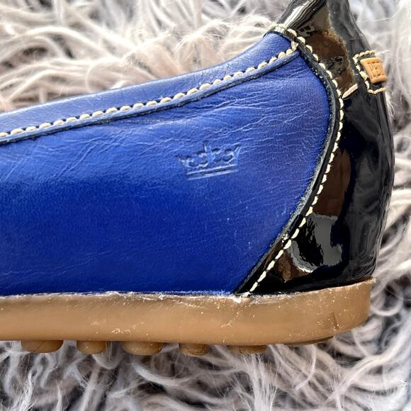 Peter Millar Leather Moccasins Golf Flats Driving Shoes Womens 7.5 Blue Tassels - Picture 5 of 11